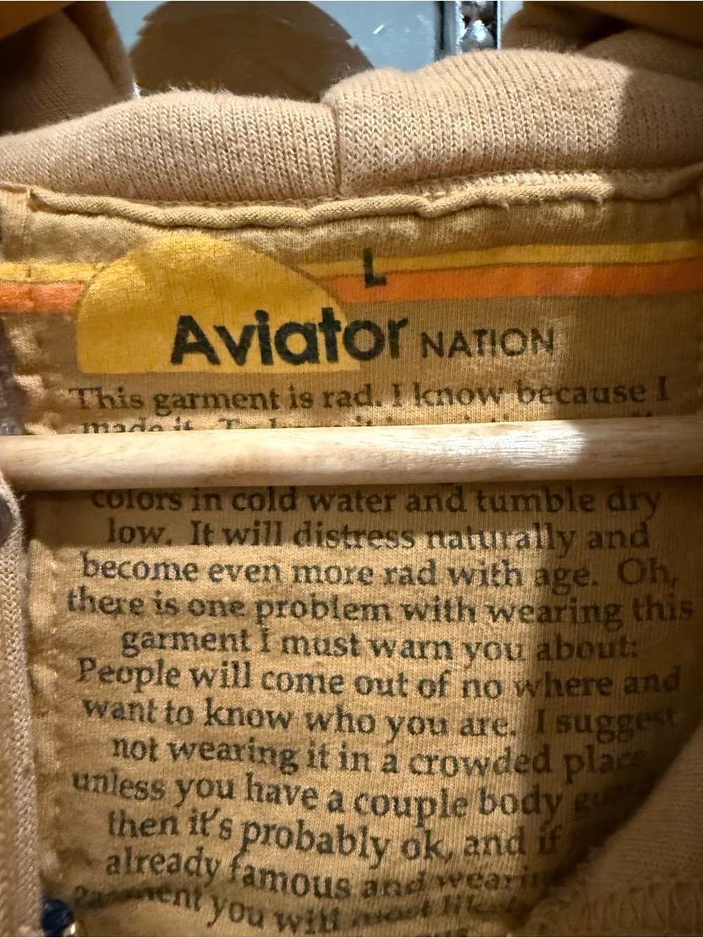 Aviator Nation 5 Stripe Hoodie Camel - Picture 3 of 3